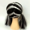 Qianfang's festival wig hat, black and white two-color witch wig, double braids, Halloween cosplay wig 2335 Item Picture